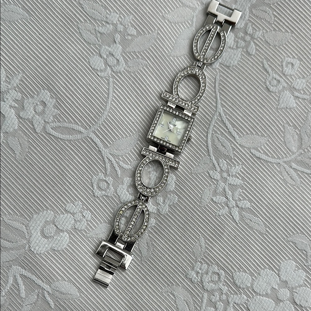 Elegant Silver Watch with Crystal Accents